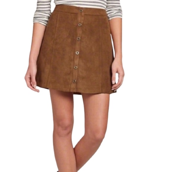 Hollister Faux Suede A-Line Skirt Brown Size 5 - Picture 1 of 5